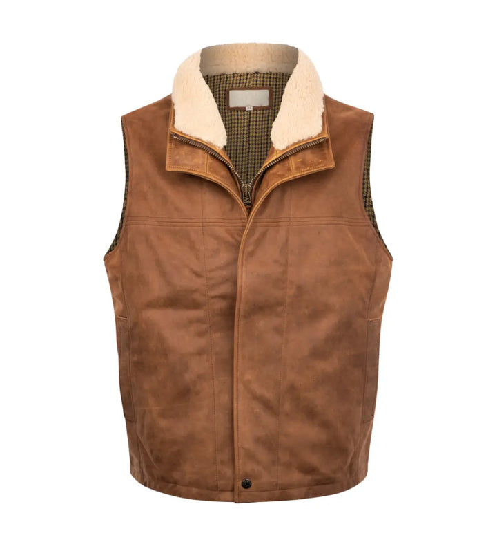 Mens Lone Pine Bourbon Classic Leather Vest