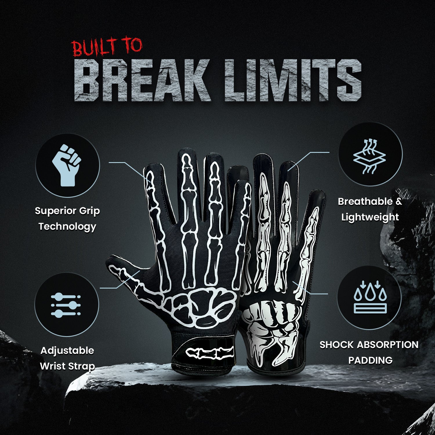 Football Gloves – Super Sticky Receiver Gloves Tacky Grip & Performance for Games & Training – Adult & Youth Sizes