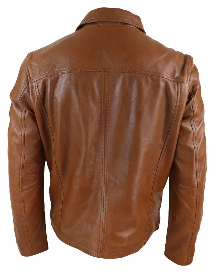 Real Leather Soft Nappab Tan Mens Jacket