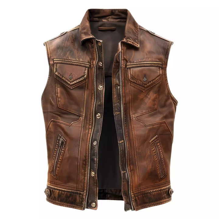 Handcrafted Vintage Leather Vest – Designed for Comfort and Character