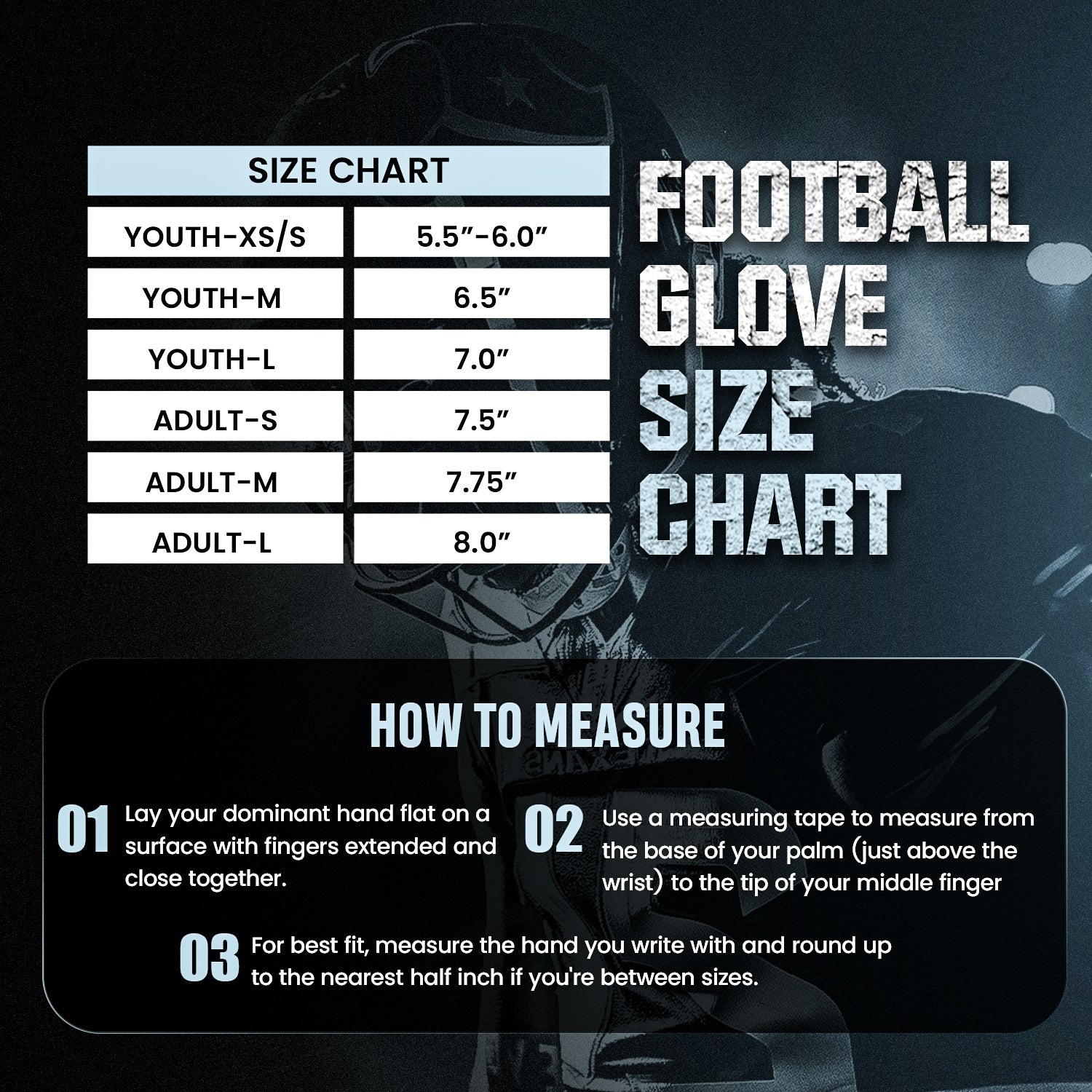 Football Gloves – Super Sticky Receiver Gloves Tacky Grip & Performance for Games & Training – Adult & Youth Sizes
