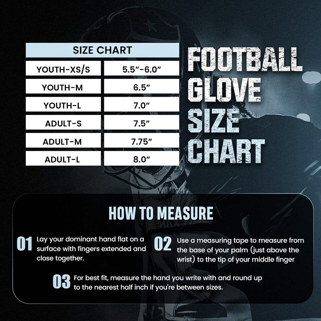 Football Gloves – Super Sticky Receiver Gloves Tacky Grip & Performance for Games & Training – Adult & Youth Sizes