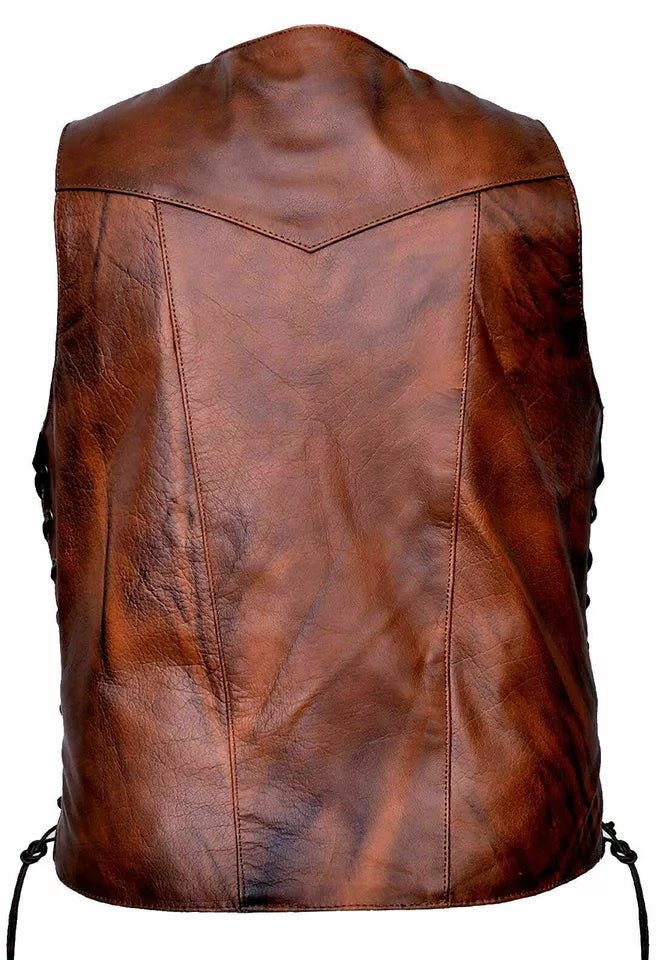 Vintage Brown Leather Vest for Men | Kaida Leathers