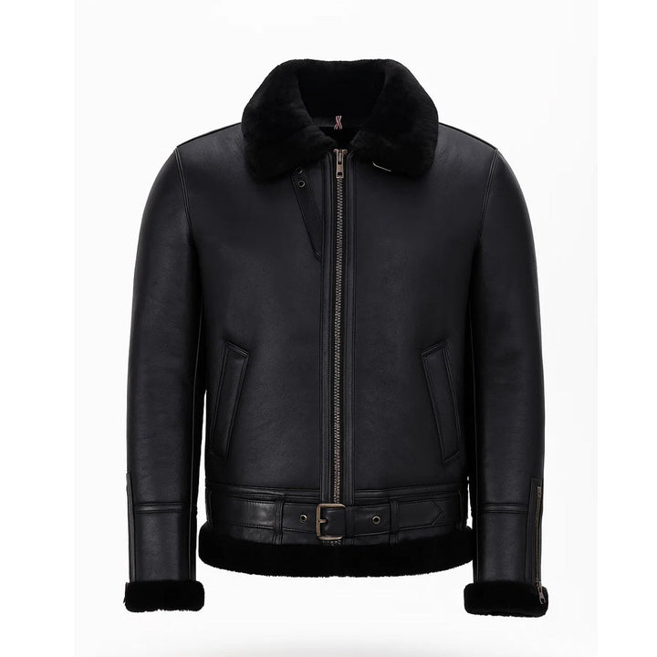 AVIATOR’S Choice Black Sheepskin Shearling Bomber Jacket