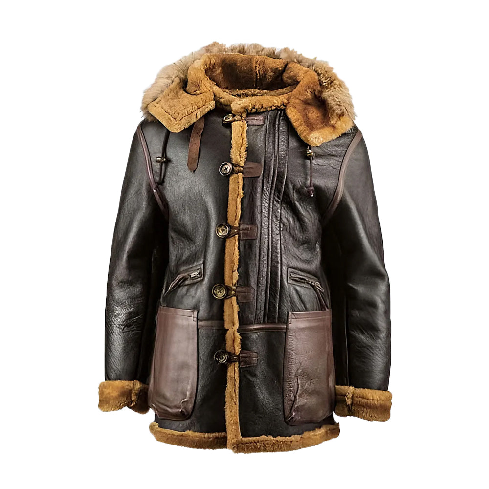 Connor Men’s Dark Brown B-7 Bomber Leather Jacket