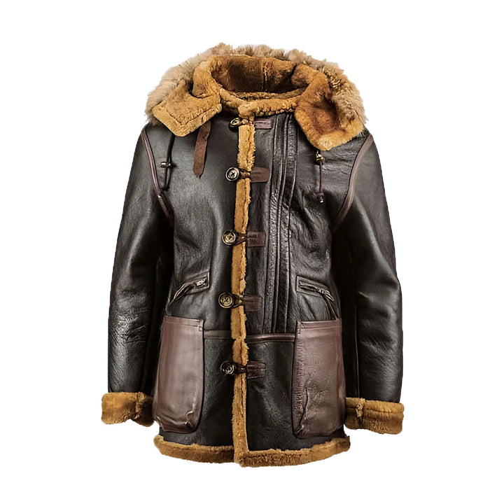 Connor Men’s Dark Brown B-7 Bomber Leather Jacket