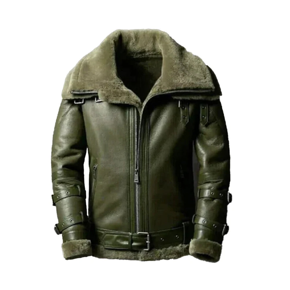 Green RAF Shearling Bomber Jacket