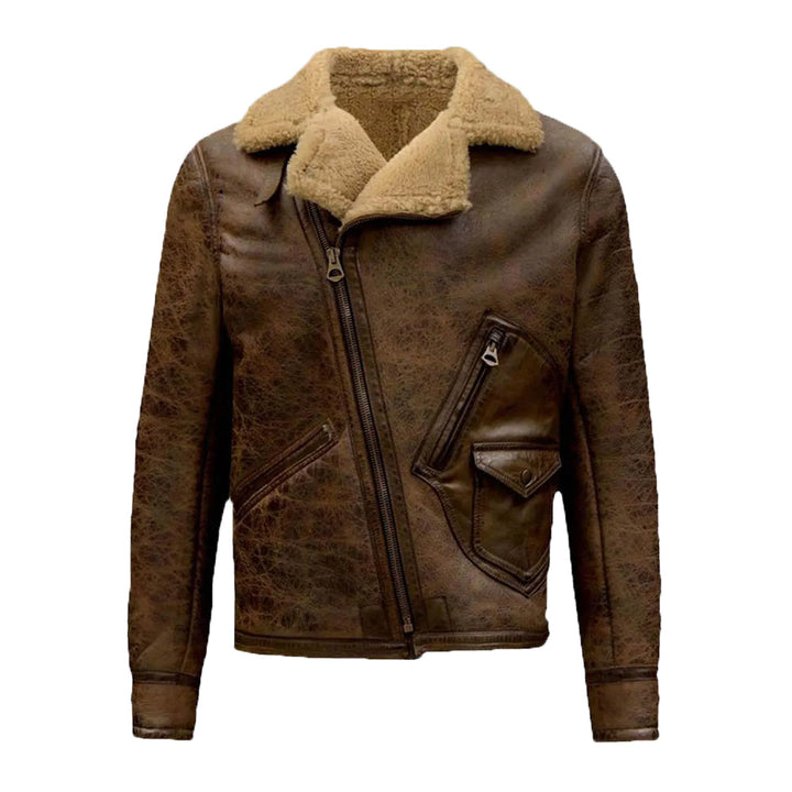 Jamie Men’s Distressed Brown Bomber Leather Jacket