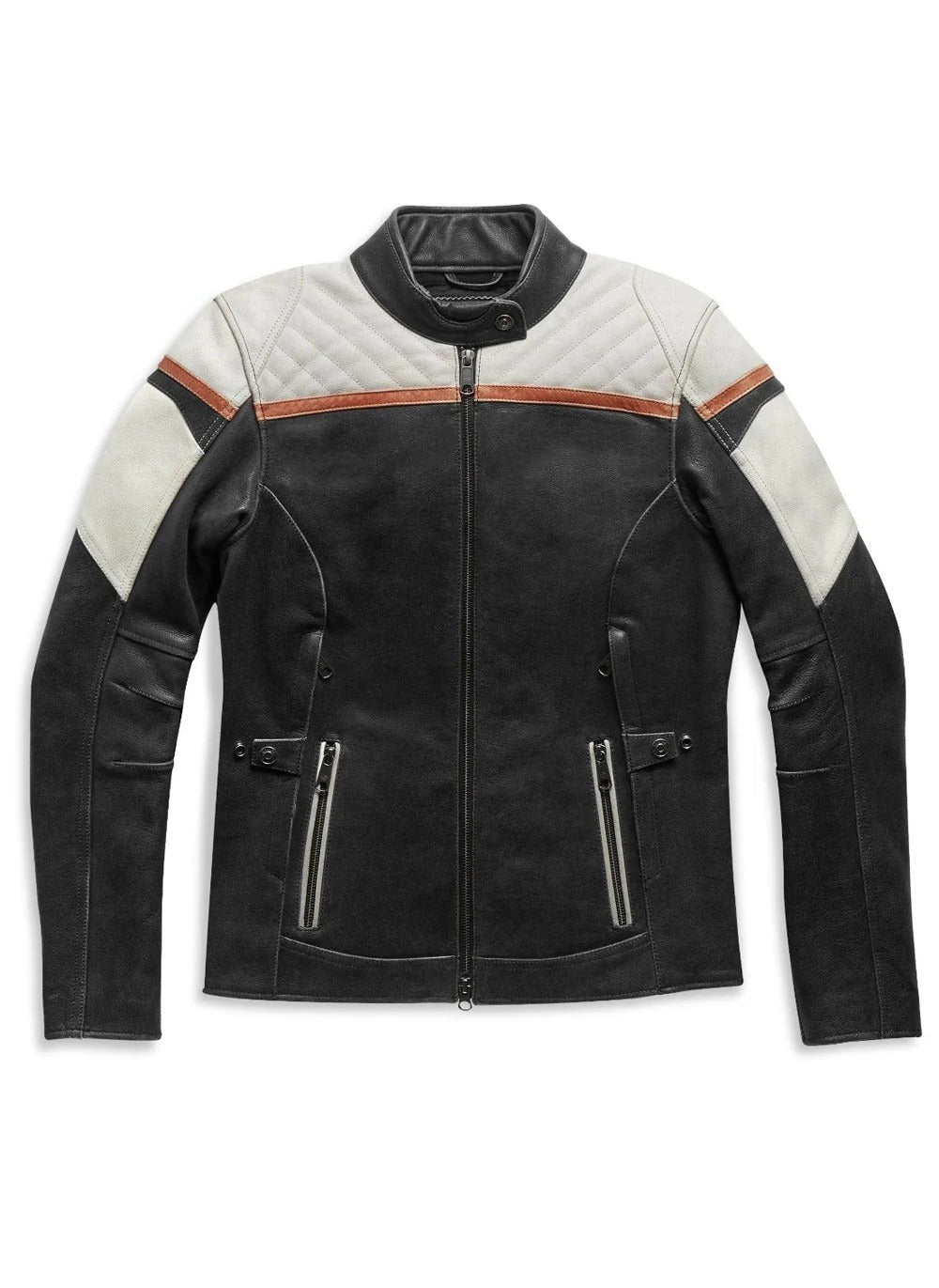Leather Jacket, WhiteBlackOrange