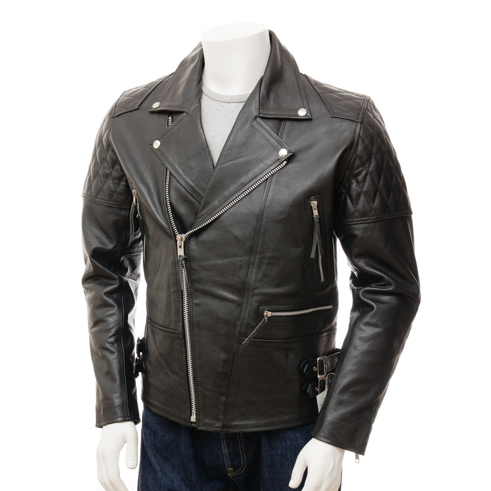 Black Fashion Men Biker Leather Jacket
