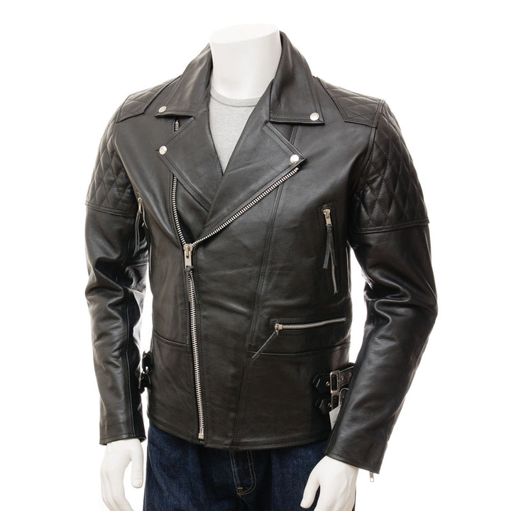 Black Fashion Men Biker Leather Jacket