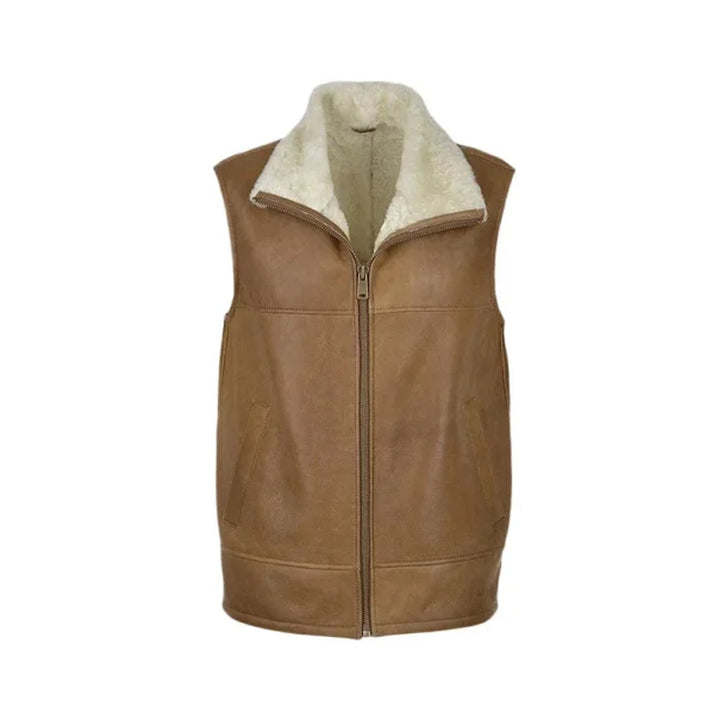 Men’s Fur Shearling Brown Leather Vest