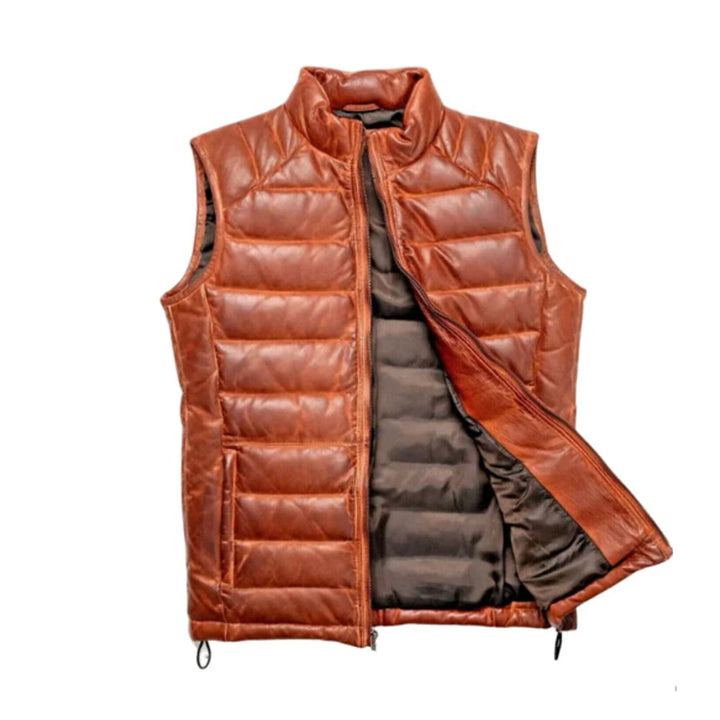 Men’s Lambskin Puffer Quilted Leather Vest
