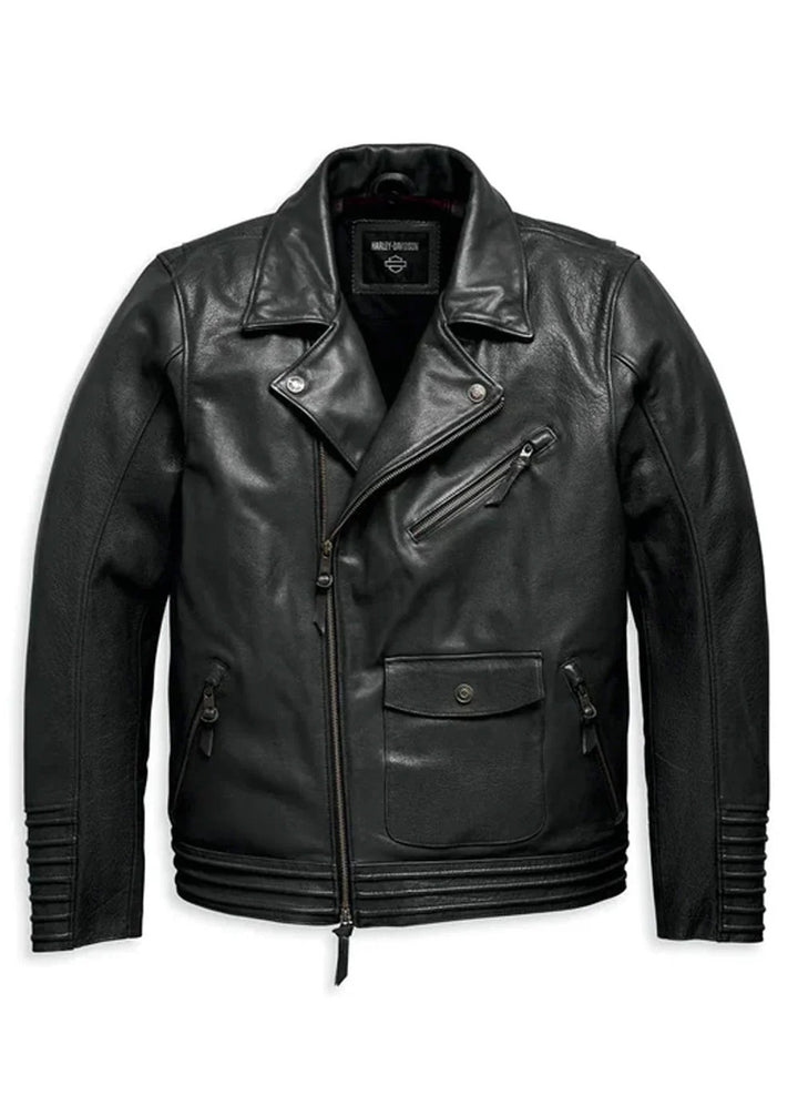 Men's Maverick Leather Biker Jacket - Black4