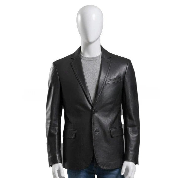 Mens Black Leather Jacket Stand Collar Biker Leather Jacket Genuine Leather Motorcycle Jacket Classic Zip Up Leather Coat Gift for Him