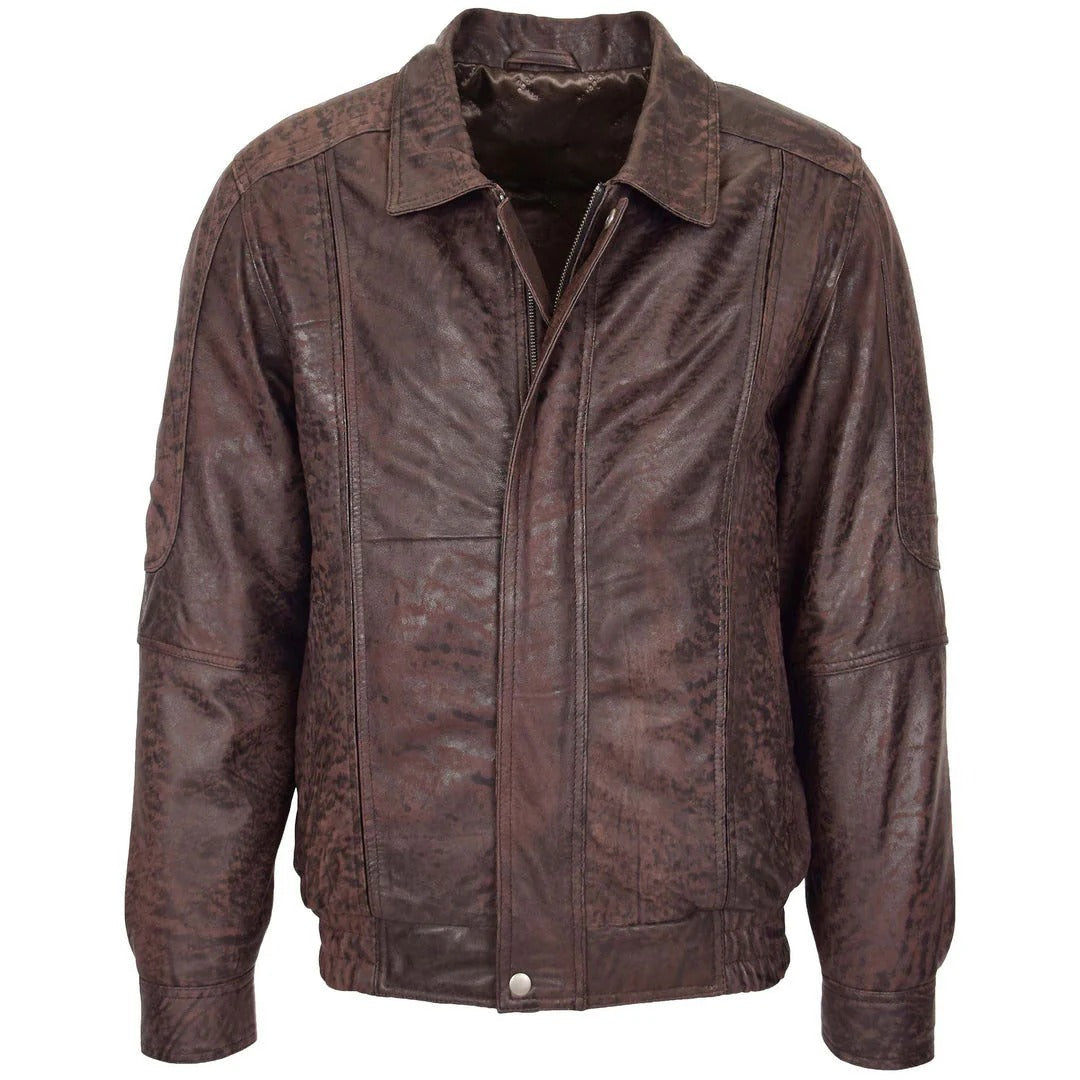 Mens Bomber Leather Jacket Classic Style Jim Brown Nubuck