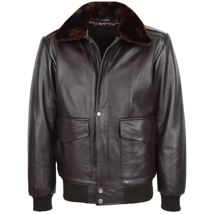 Mens Leather Bomber Jacket G-1 Aviator Style Jarrod Brown