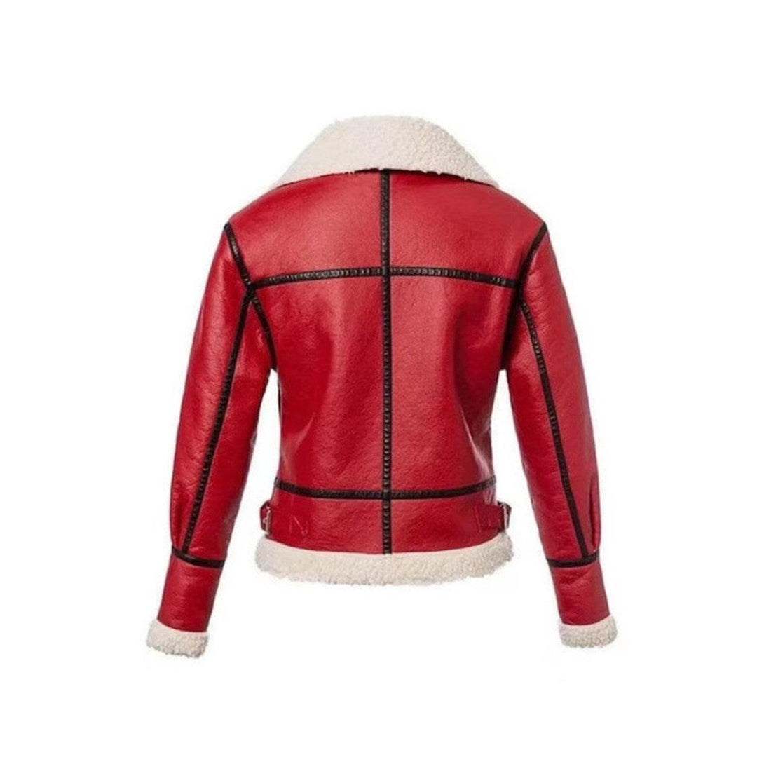 Red Leather Christmas Jacket for Women - Back side