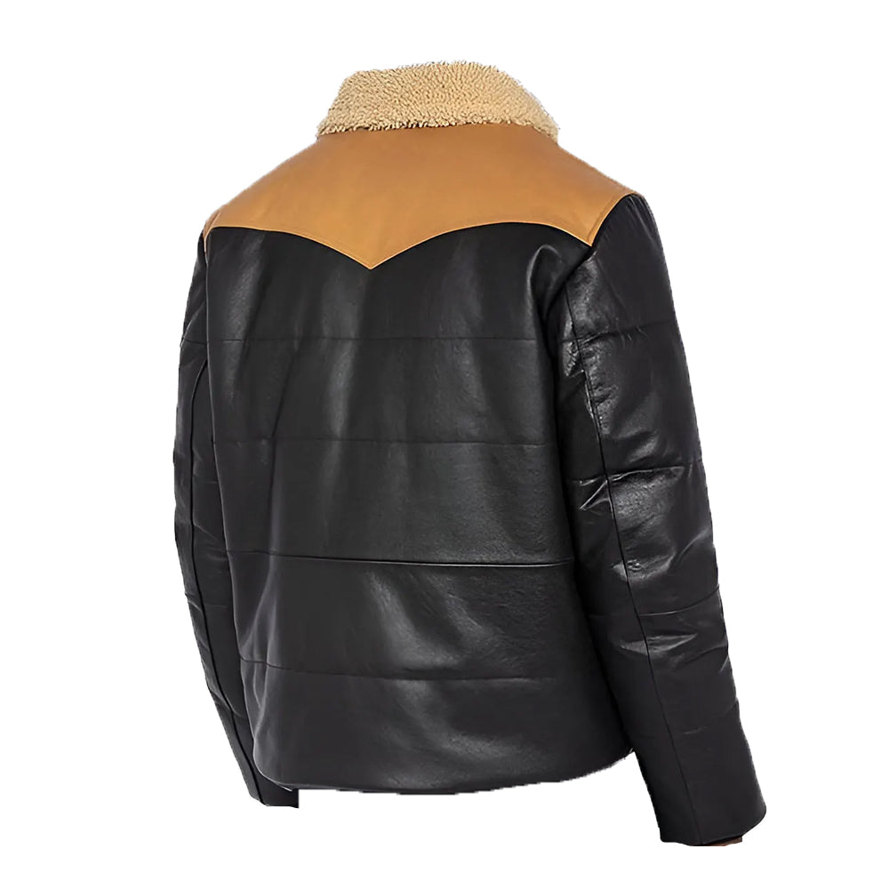 Nathan Men’s Black Bomber Shearling Leather Jacket