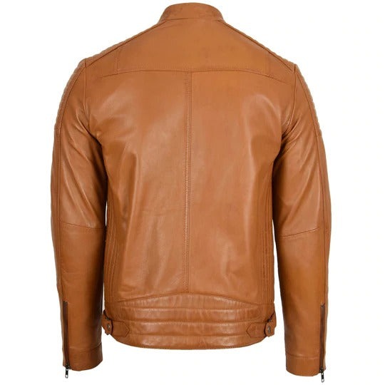Brown Wax Real Leather Jacket Men