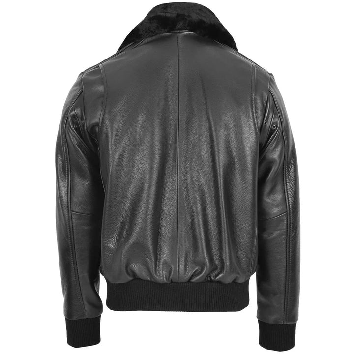 Mens Leather Bomber Jacket with Hoodie Bronx Black