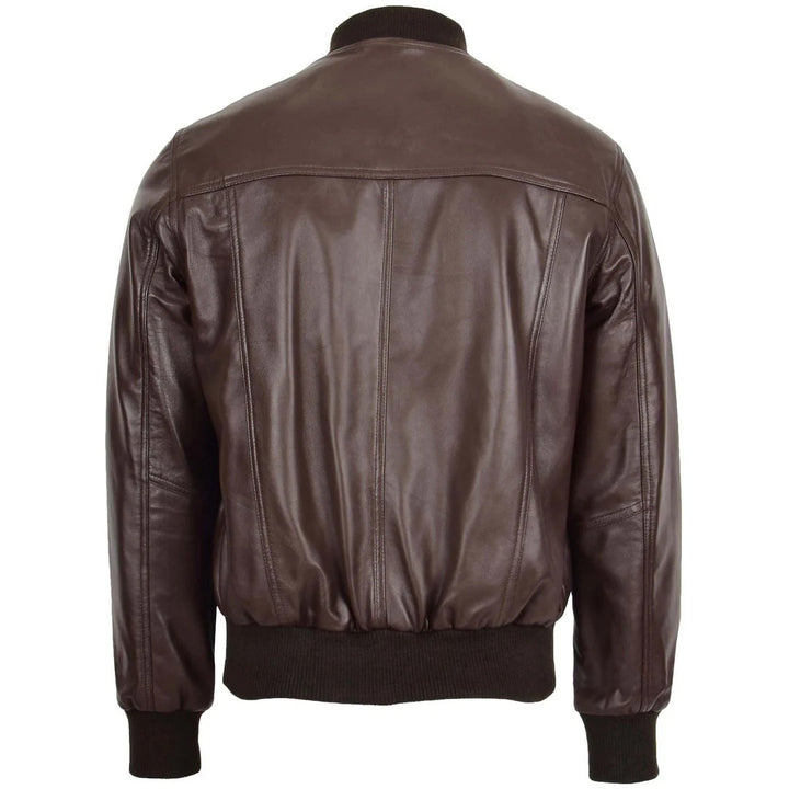 Mens Leather MA-1 Bomber Jacket Ryan Brown