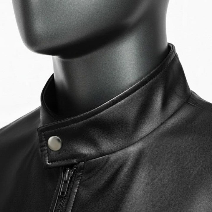 Mens Color Block Genuine Leather Jacket Maroon Mustard Panel Design