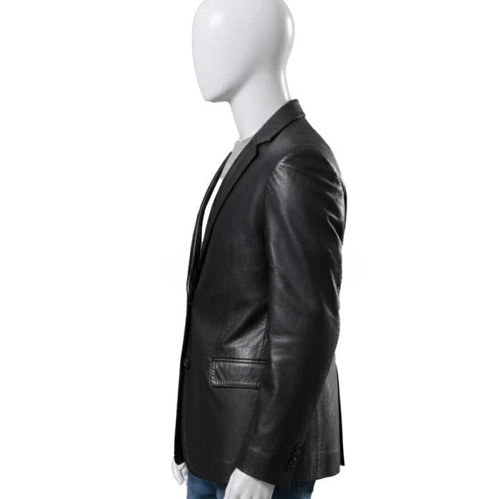 Mens Black Leather Jacket Stand Collar Biker Leather Jacket Genuine Leather Motorcycle Jacket Classic Zip Up Leather Coat Gift for Him