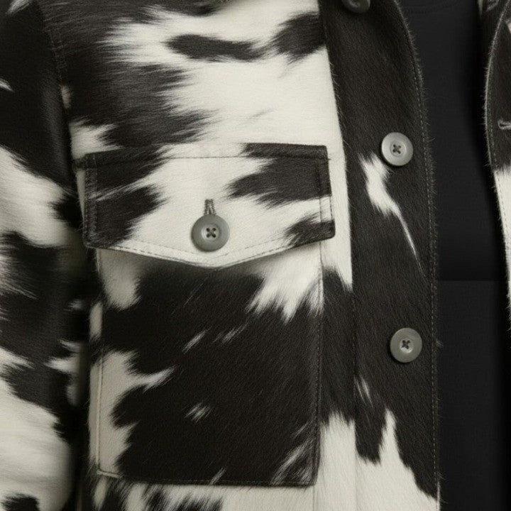 Mens Black and White Asymmetric Zip Leather Jacket with Wide Lapel Modern Statement Outerwear