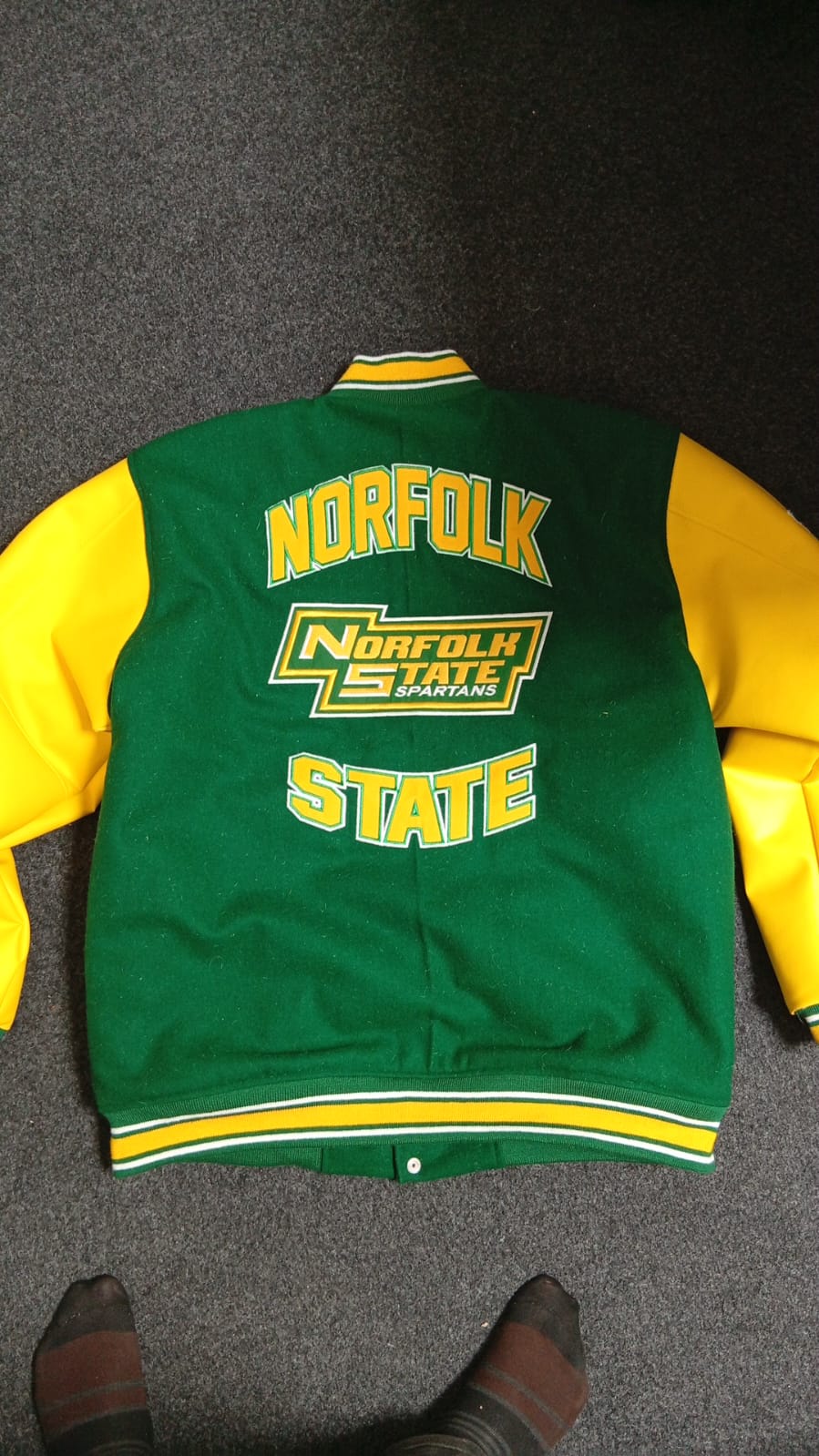 Norfolk State University Green and Gold Varsity Jacket