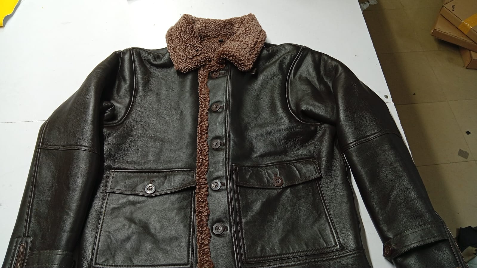 Men’s Shearling Lambskin Bomber Brown Leather Jacket