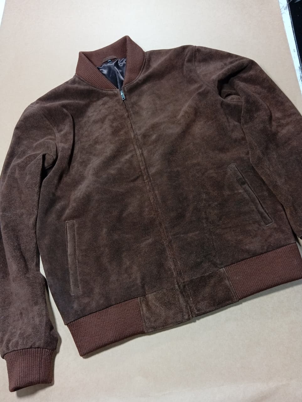 Men's Dark Brown Suede Bomber Jacket