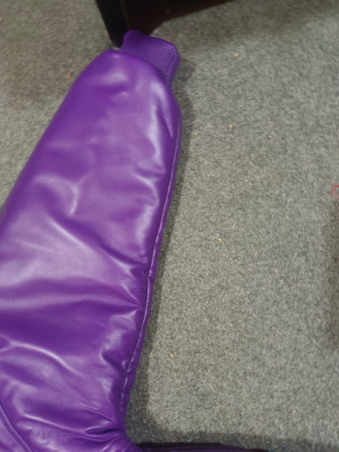 Men's Purple Leather V- Puffer Jakcet