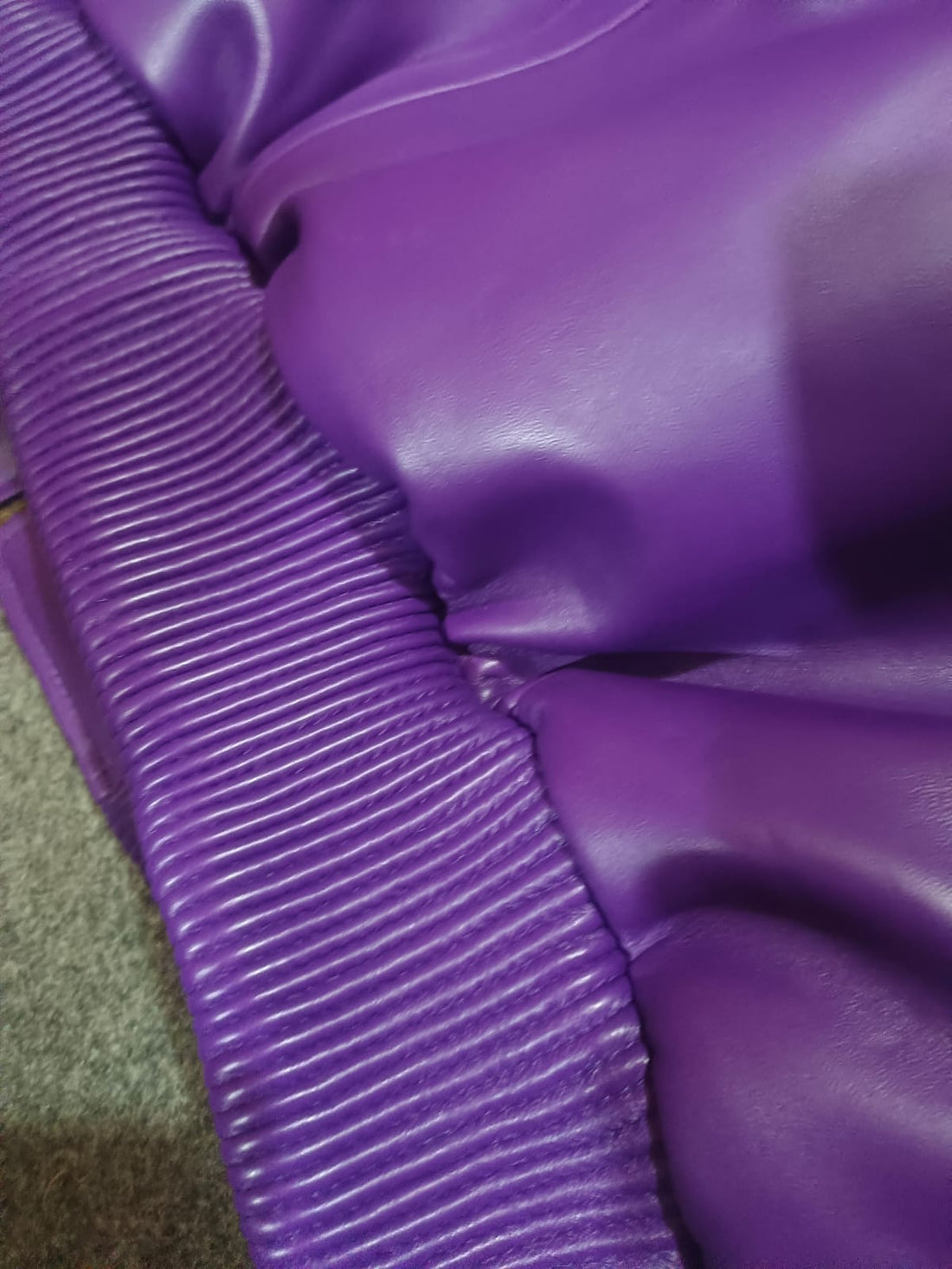Men's Purple Leather V- Puffer Jakcet