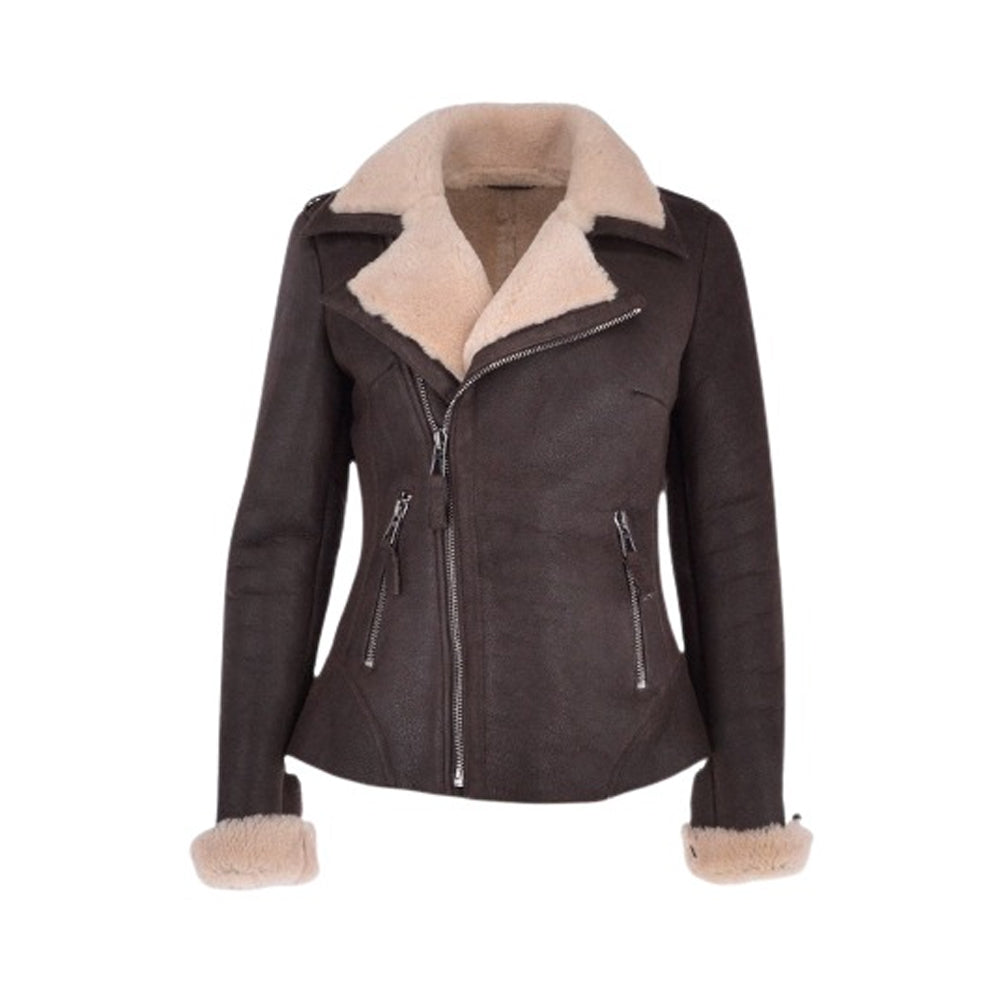 Women’s Luxury Aviator Shearling Bomber Jacket