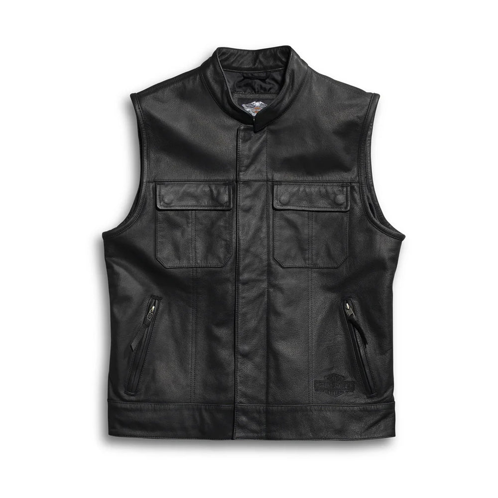 Unisex Foster Black Leather Vest