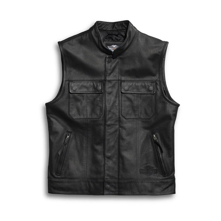Men’s Foster Black Leather Vest