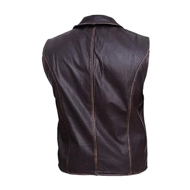Men’s Brown Distressed Leather Vest