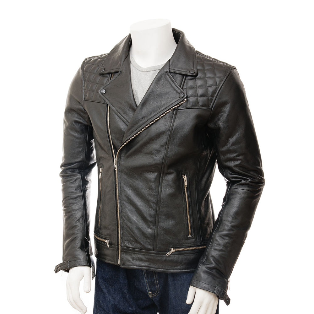Black Fashion Men Biker Leather Jacket