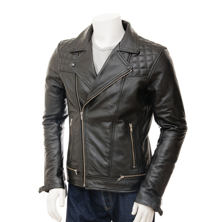 Black Fashion Men Biker Leather Jacket