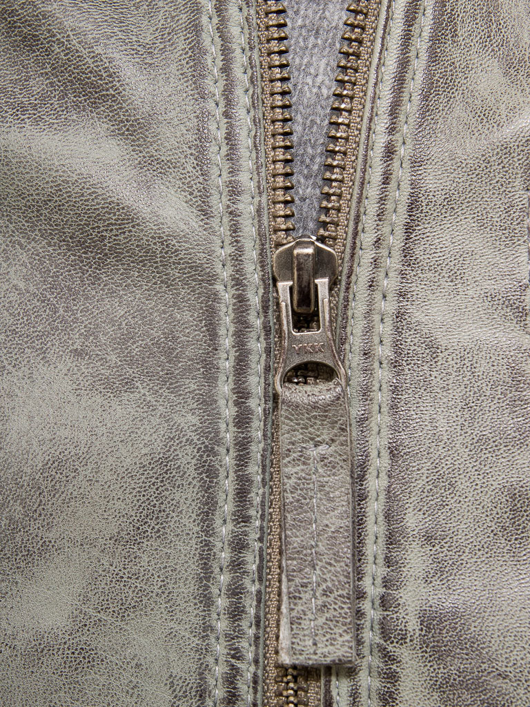 Gray Fashion Men Biker Leather Jacket