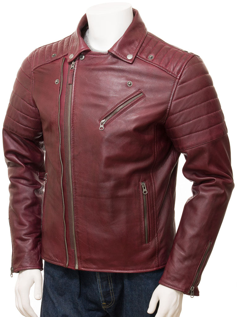 Red Fashion Men Biker Leather Jacket