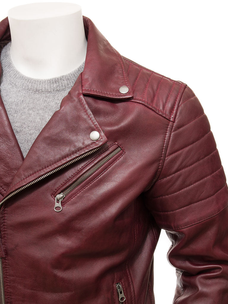 Red Fashion Men Biker Leather Jacket