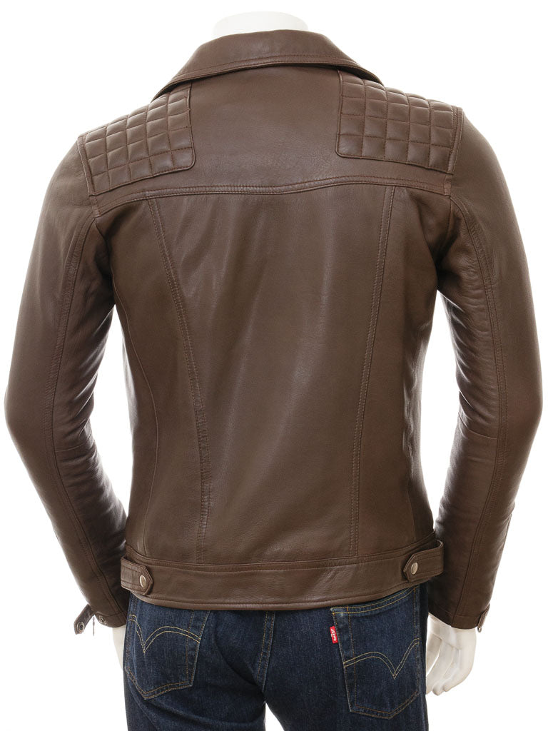 Brown Fashion Men Biker Leather Jacket