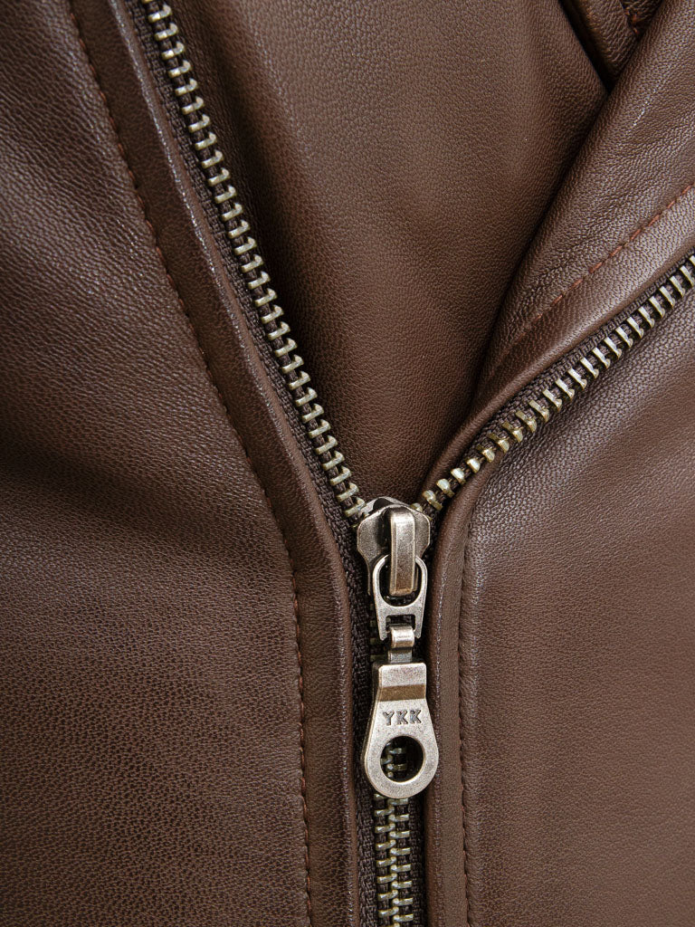 Brown Fashion Men Biker Leather Jacket