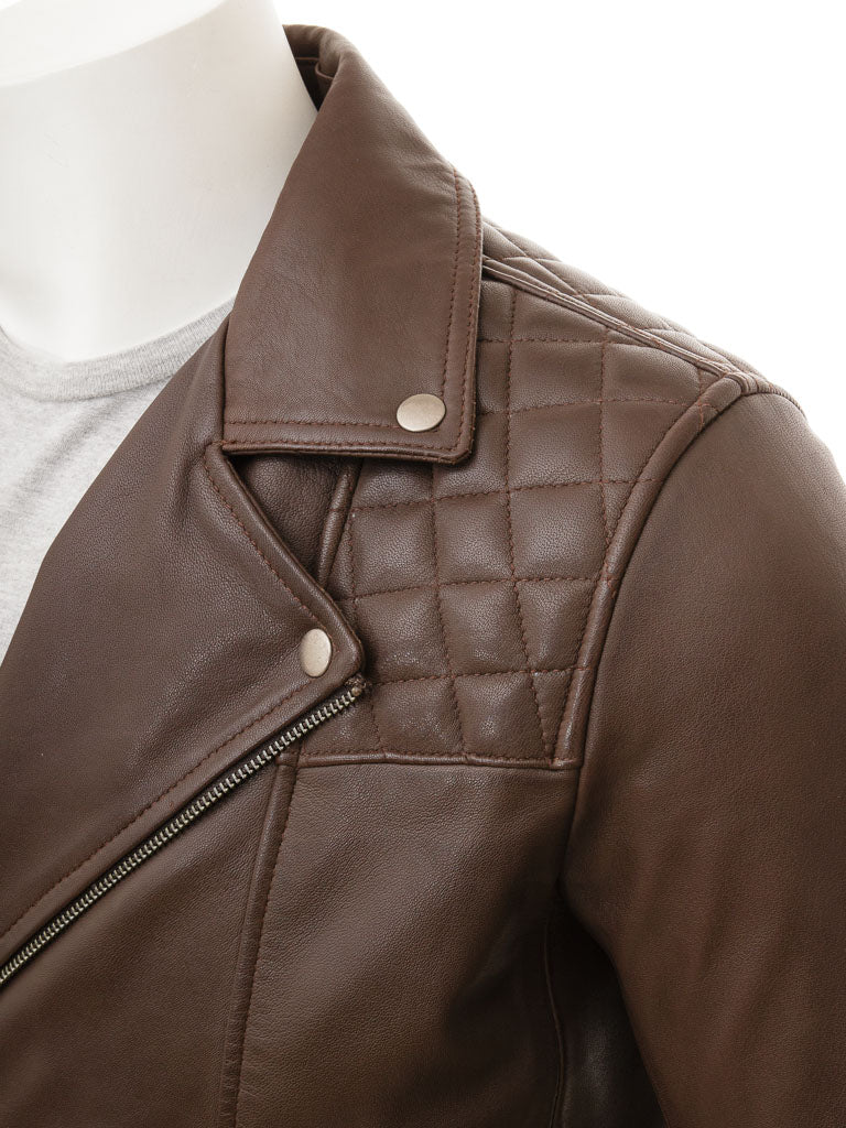 Brown Fashion Men Biker Leather Jacket