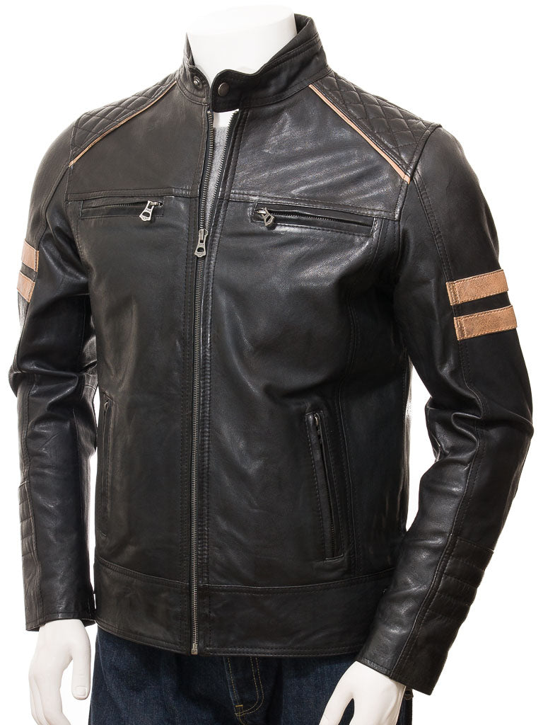Black Fashion Men Biker Leather Jacket