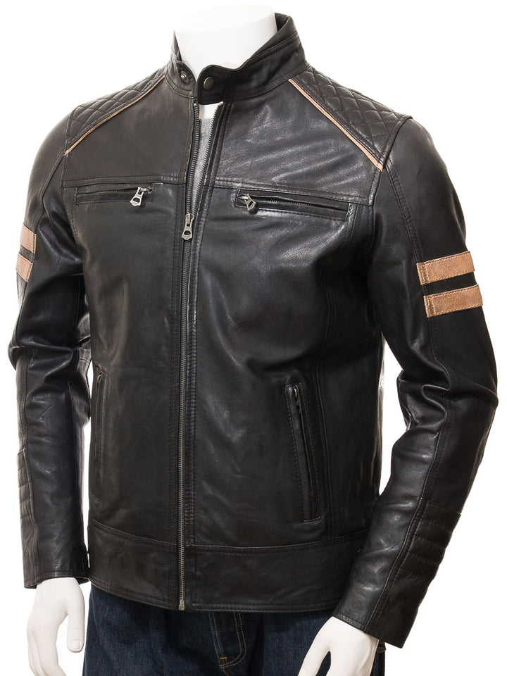 Black Fashion Men Biker Leather Jacket