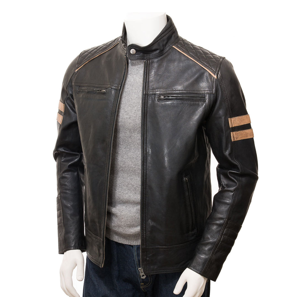 Black Fashion Men Biker Leather Jacket