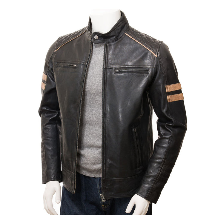Black Fashion Men Biker Leather Jacket